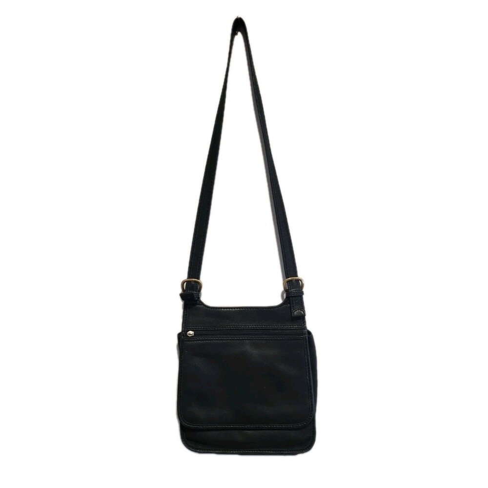 FOSSIL Black Leather Crossbody Saddle Bag Purse